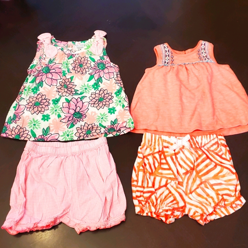 Bundle Of Baby Girls Tops & Shorts Size 6m - 9m